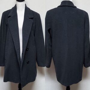 KRISTEN Blake Charcoal Wool Blend Shawl Collar Satin Lined Oversized Overcoat